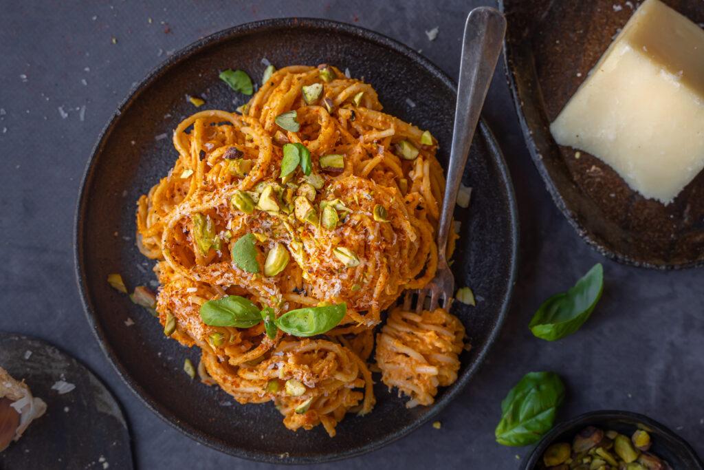 Pasta Met Pompoensaus Pistache En Pecorino